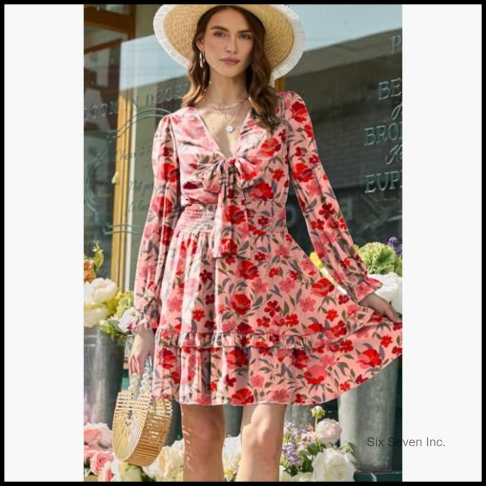 Polyester Elastane Mini Dress with Deep V Neck an… - image 3